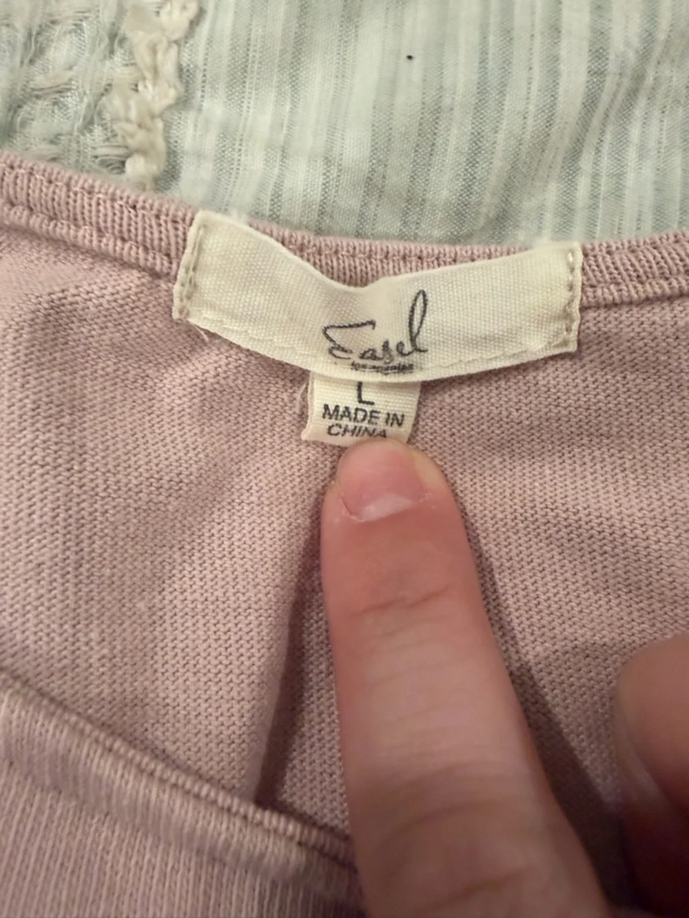 Easel Women’s Peplum Blouse Light Pink Ruffle Sleeve Hem Cotton Large - Picture 3 of 6